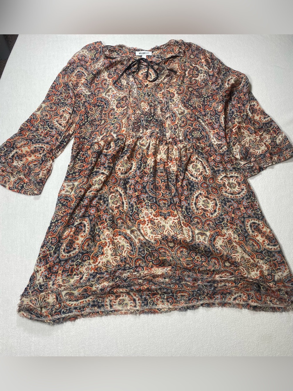 William Rast Paisley Tunic in Cream, Navy & Rust